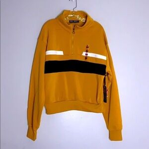 New mustard color-block half zip sweatshirt pullover plus size 3X NWT